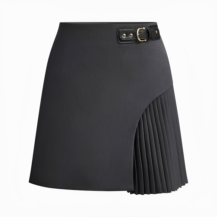 Saia plissada feminina elegante, versátil para looks casuais ou sofisticados. Perfeita para moda outono/inverno.