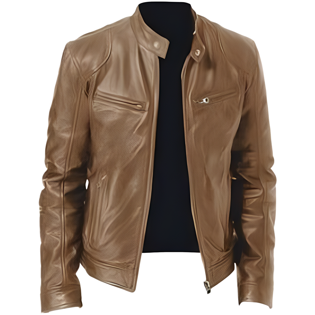Casaco de motoqueiro masculino slim fit preto. Jaqueta elegante e casual para moda masculina outono inverno.
