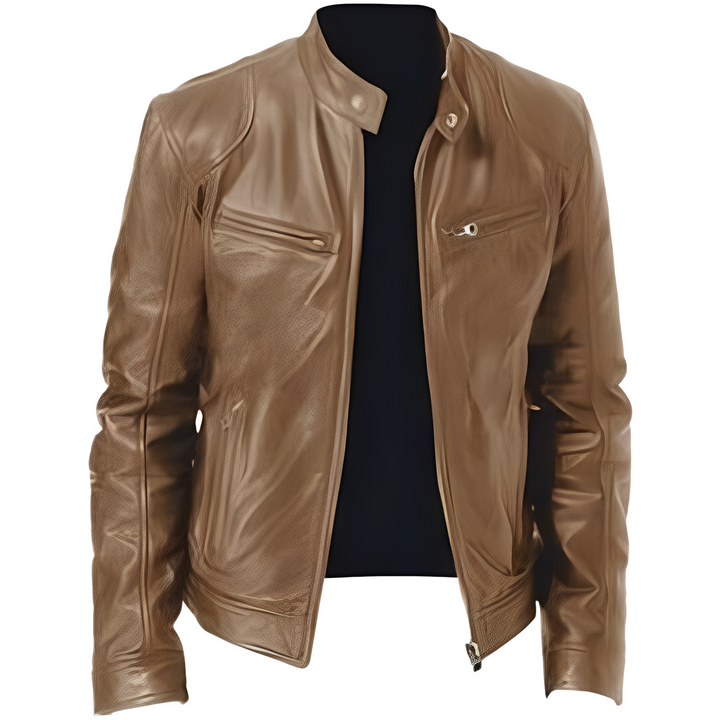 Casaco de motoqueiro masculino slim fit preto. Jaqueta elegante e casual para moda masculina outono inverno.