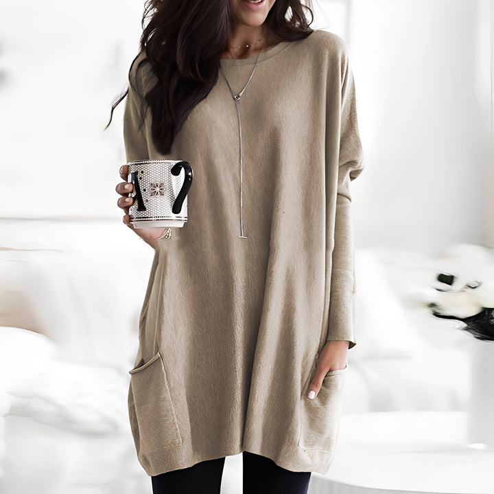 Camisola feminina elegante, pulôver de mangas compridas, ideal para outono e inverno.