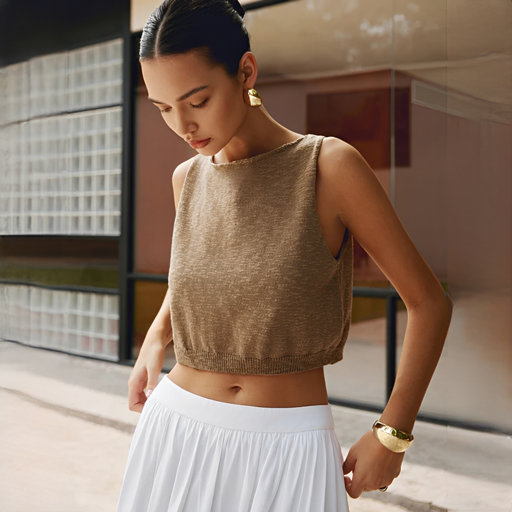 Top Arianne feminino, regata cropped casual. Peça estilosa e confortável para o verão.