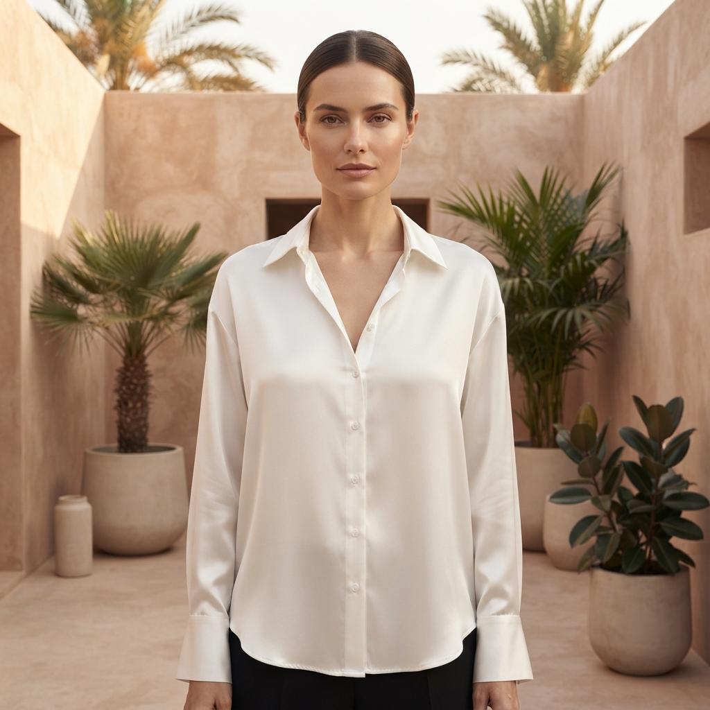 Blusa feminina casual brilhante de manga comprida, ideal para um estilo elegante e versátil na primavera.