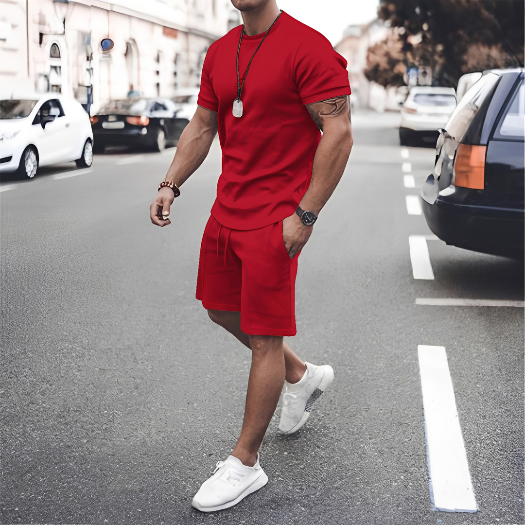 Roupa casual masculina Stevie, conjunto de verão com estilo relaxado. Perfeito para conforto diário e lazer.