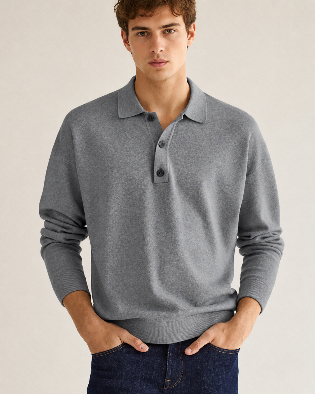 Camisa masculina casual e confortável com gola. Estilo versátil para o dia a dia na primavera/outono.