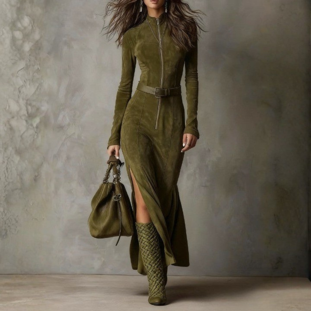 Vestido longo feminino elegante para outono inverno. Perfeito para um look chic e confortável.