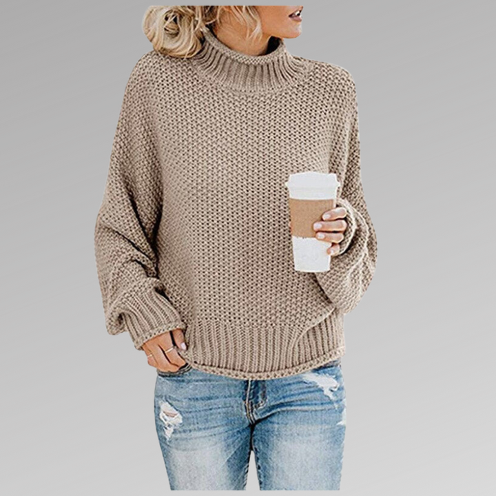 Suéter feminino de malha clássica, roupa confortável e versátil para moda outono/inverno.