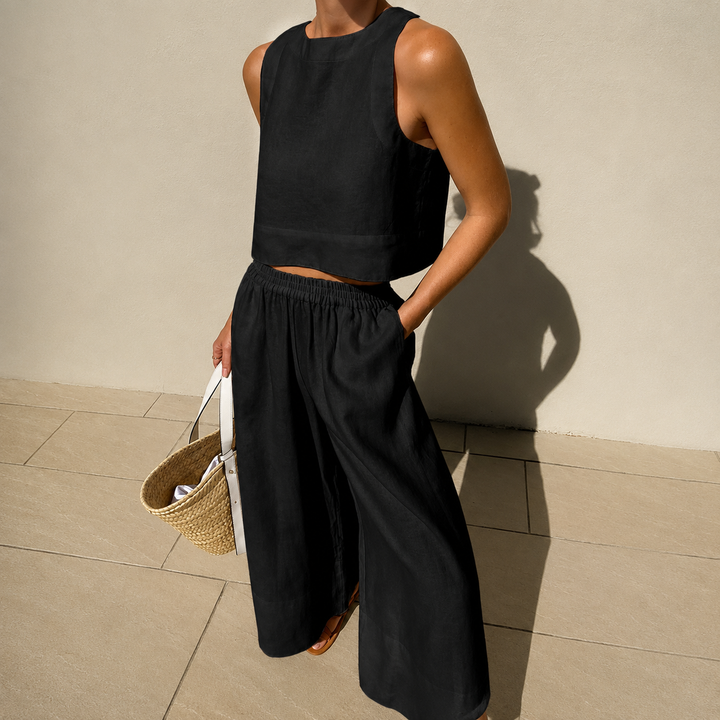 Elegância descontraída: Conjunto feminino Thelma. Peça versátil e confortável para moda casual de verão.