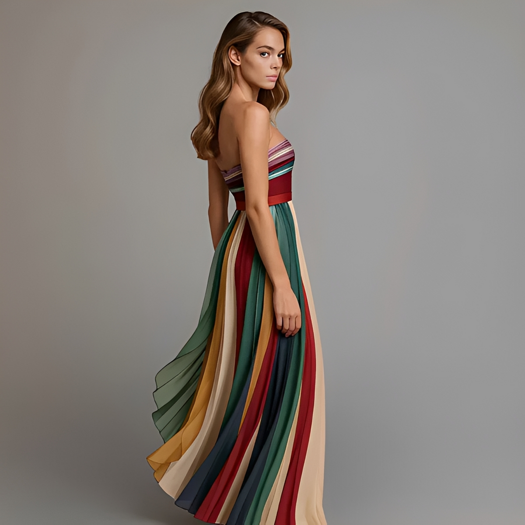 Vestido maxi tomara que caia para mulher, vermelho, fluido e chique, ideal como vestido de noite ou festa.