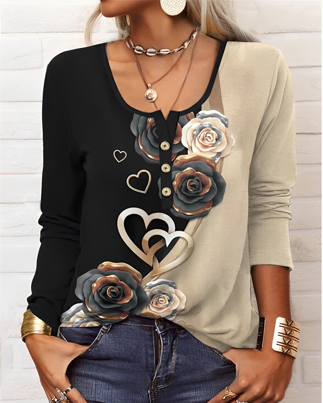 Blusa feminina estilosa com meio botão, perfeita para um look casual e confortável de verão. Conforto versátil.