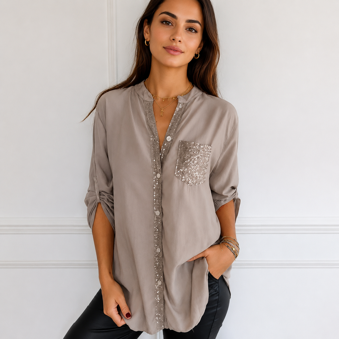 Blusa feminina Chalise leve com botões, roupa elegante para o verão. Tops casuais versáteis, estilo moderno.