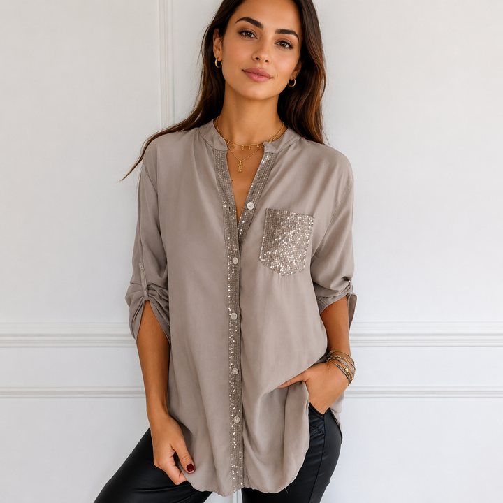 Blusa feminina Chalise leve com botões, roupa elegante para o verão. Tops casuais versáteis, estilo moderno.