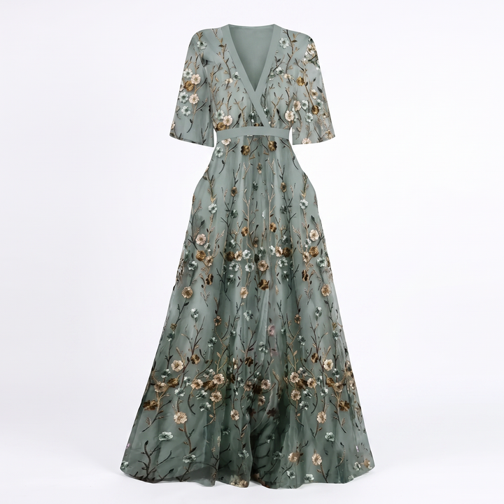 Vestido feminino longo elegante e fluido, ideal para a moda verão. Conforto e estilo para dias quentes.