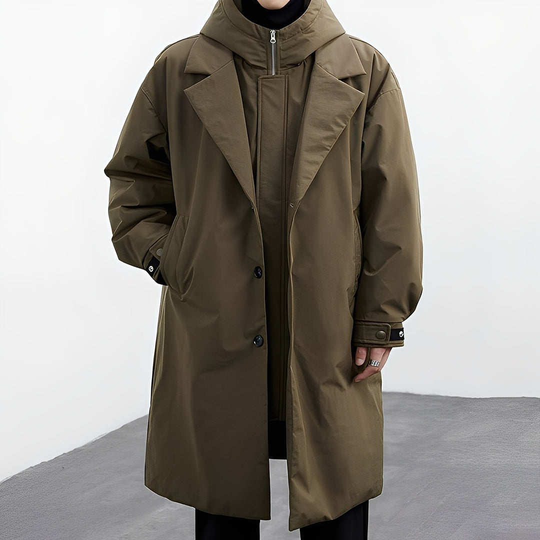 Jaqueta masculina Jordon preta casual, estilo moderno e proteção versátil para o inverno rigoroso.