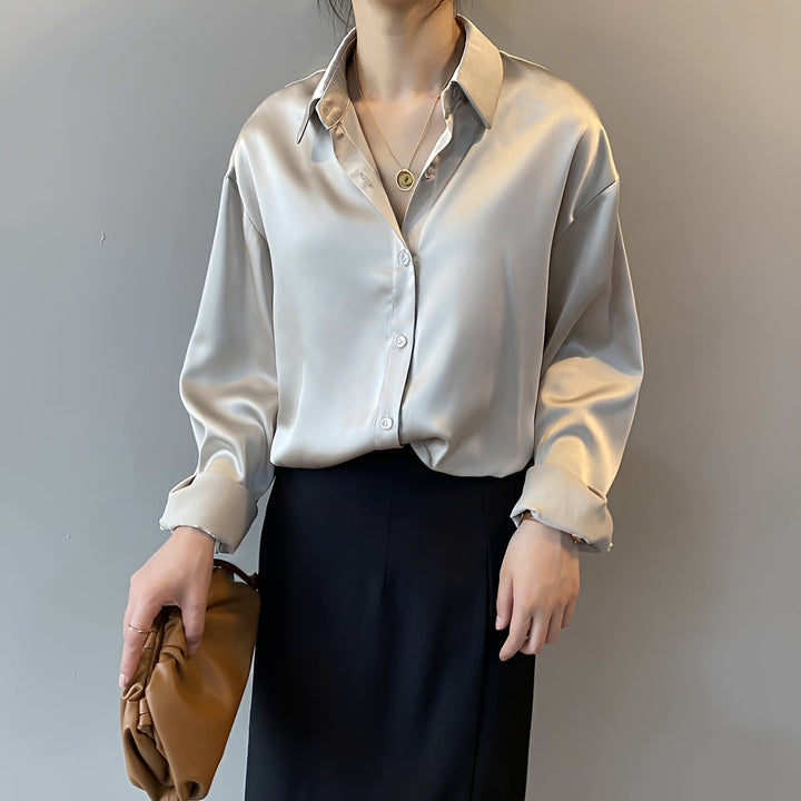 Blusa social feminina de manga longa para o escritório e estilo casual. Conforto e elegância para a moda mulher.