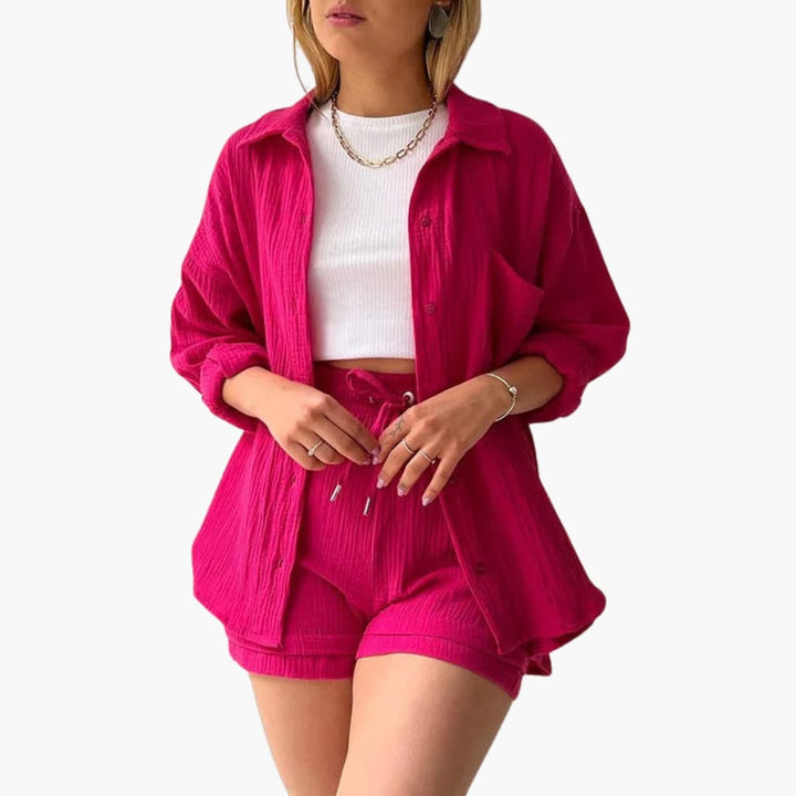 Conjunto Aurélie: roupa feminina de verão, duas peças com design casual e toque chique.