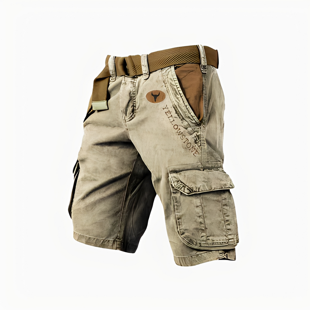 Calções cargo masculinos descontraídos, ideais para verão casual e confortável.