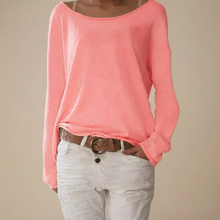 Tendência moda feminina: camisa de corte solto, manga comprida, estilo casual e elegante.