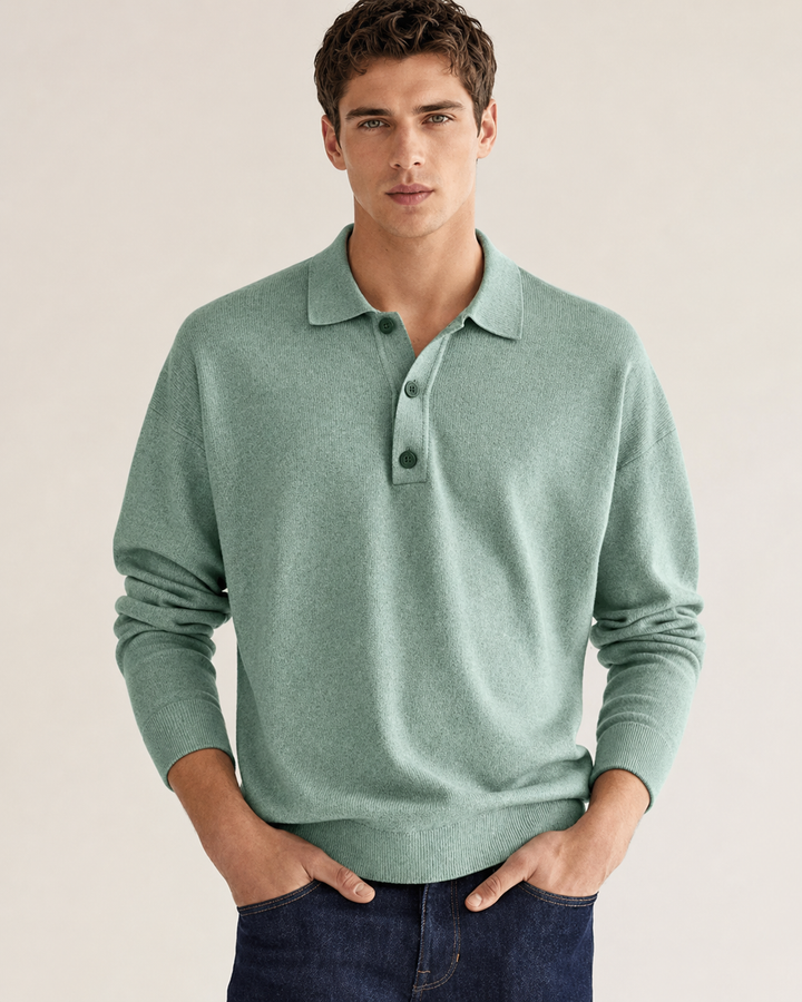 Camisa masculina casual com gola, design moderno e mangas longas. Ideal para o outono e dia a dia.