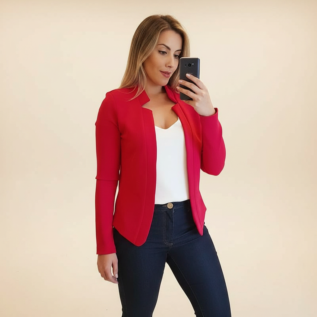 Blazer feminino elegante, ideal para o escritório ou eventos formais. Casaco versátil de moda feminina para todas as estações.