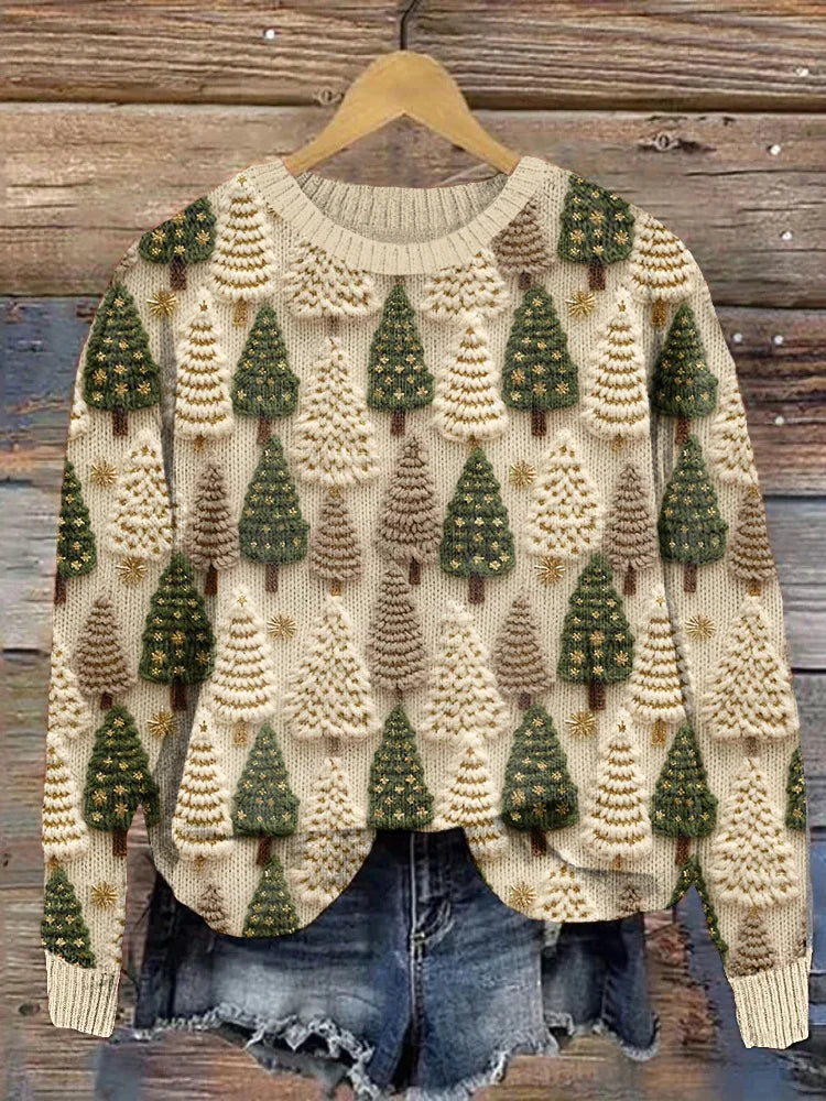 Suéter feminino aconchegante de tricot para férias de inverno. Perfeito para o Natal e dias frios.