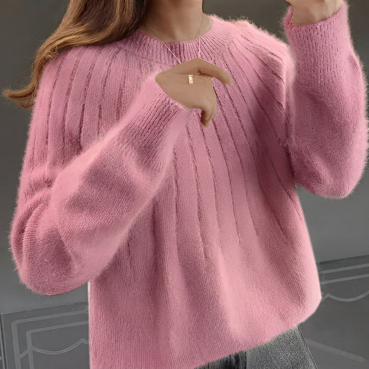 Suéter feminino elegante e confortável de tricô. Pullover casual perfeito para outono e inverno.