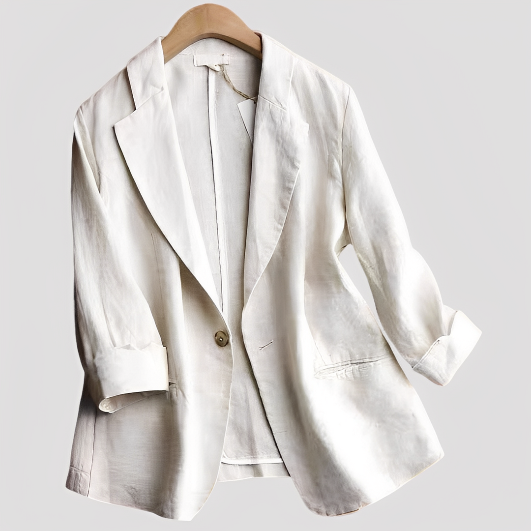 Blazer Feminino Casual Alice com mangas 3/4, ideal para primavera/verão. Estilo moderno e versátil para looks elegantes.