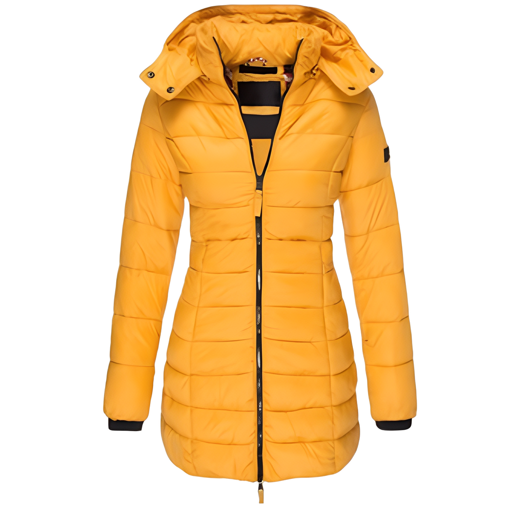 Jaqueta acolchoada feminina elegante. Perfeita para o inverno, oferece calor e tendência casual.
