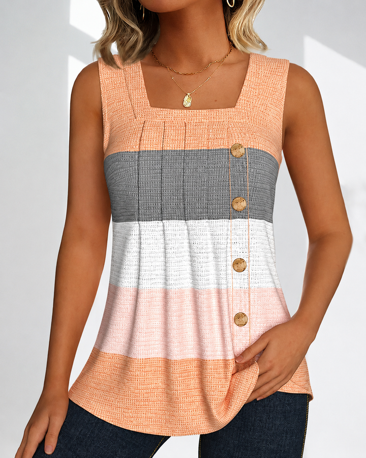 Blusa feminina plissada listrada, ideal para o verão e estilo casual. Conforto e moda dia a dia.