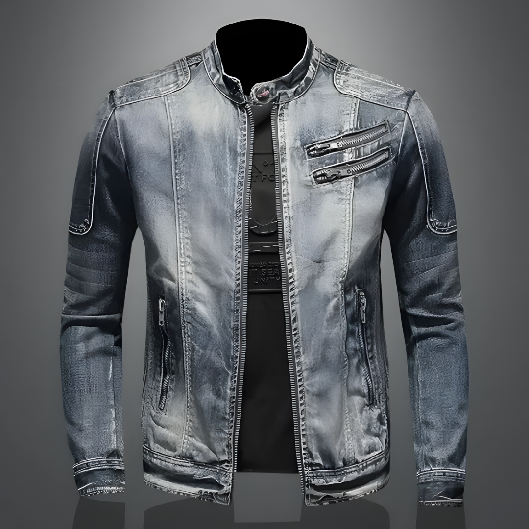 Jaqueta masculina estilo retrô preta, perfeita para moda casual e streetwear. Agasalho masculino com toque vintage.
