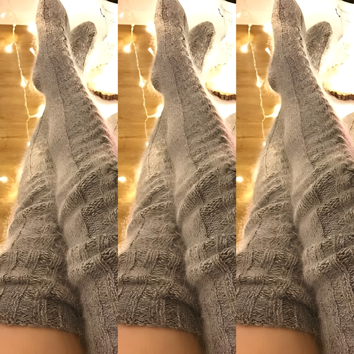 Meias de inverno femininas versáteis, acima do joelho, para aconchego e estilo diário.