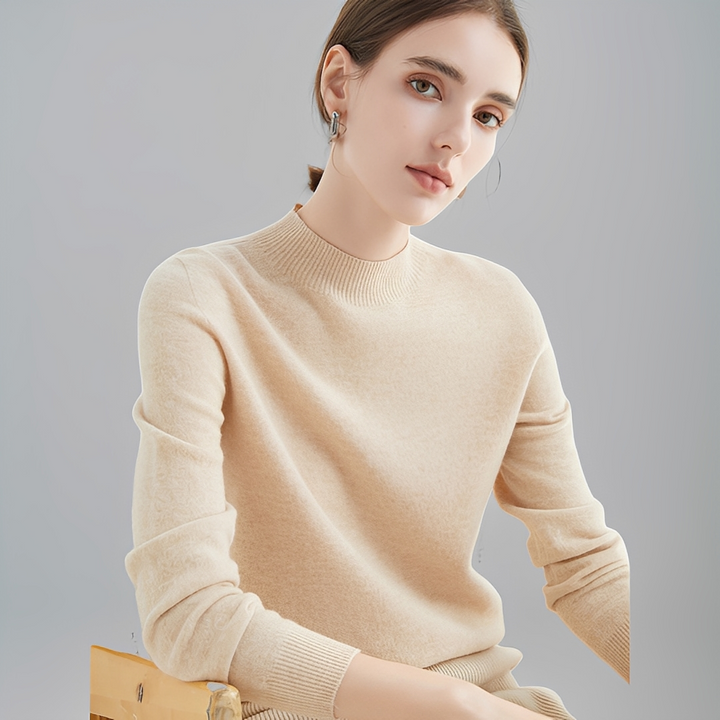 Camisola feminina gola alta. Suéter elegante e confortável para outono/inverno.