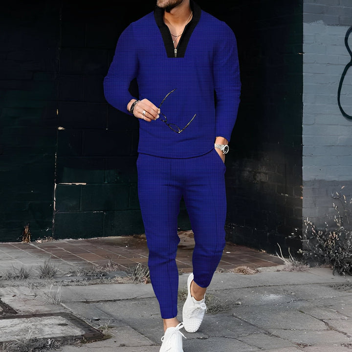 Agasalho masculino de moletom waffle, conforto e moda para o outono inverno, perfeito para relaxar.
