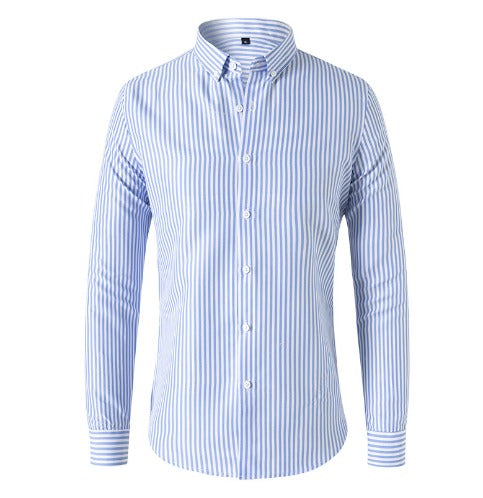 Camisa slim fit masculina às riscas, ideal para o verão, com design elegante e moderno.