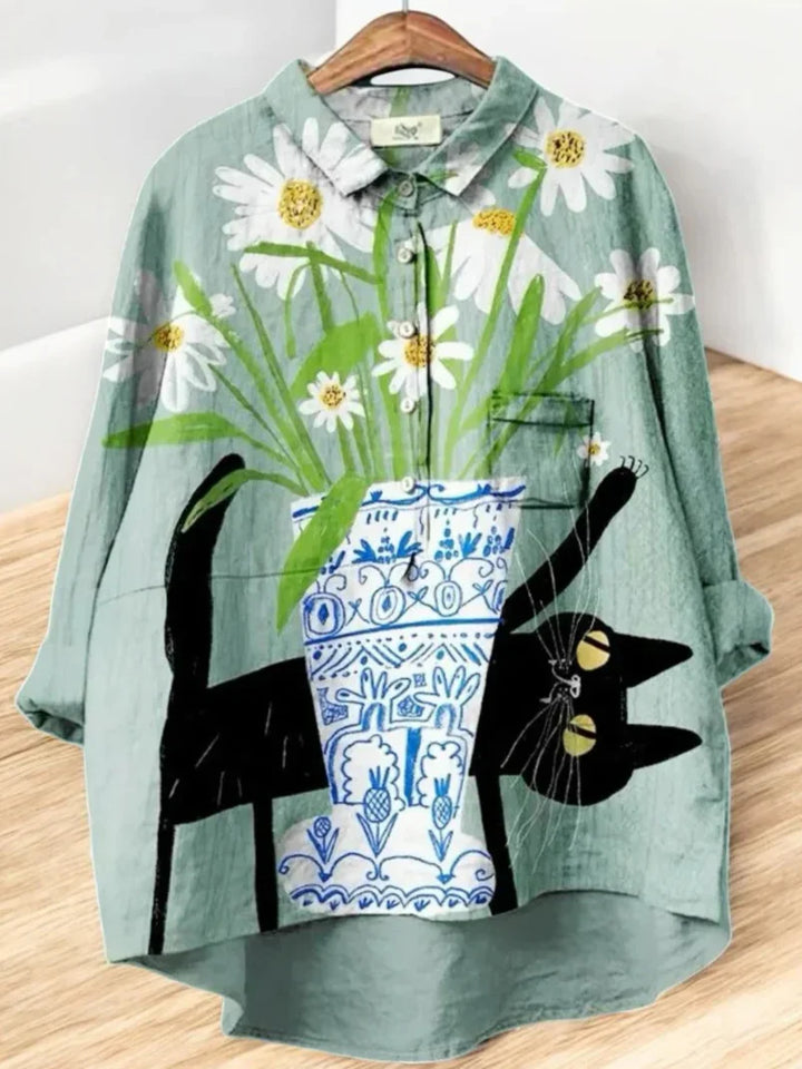Blusa feminina Erna com estampa floral. Design elegante e confortável para moda primavera/verão. Estilo único.