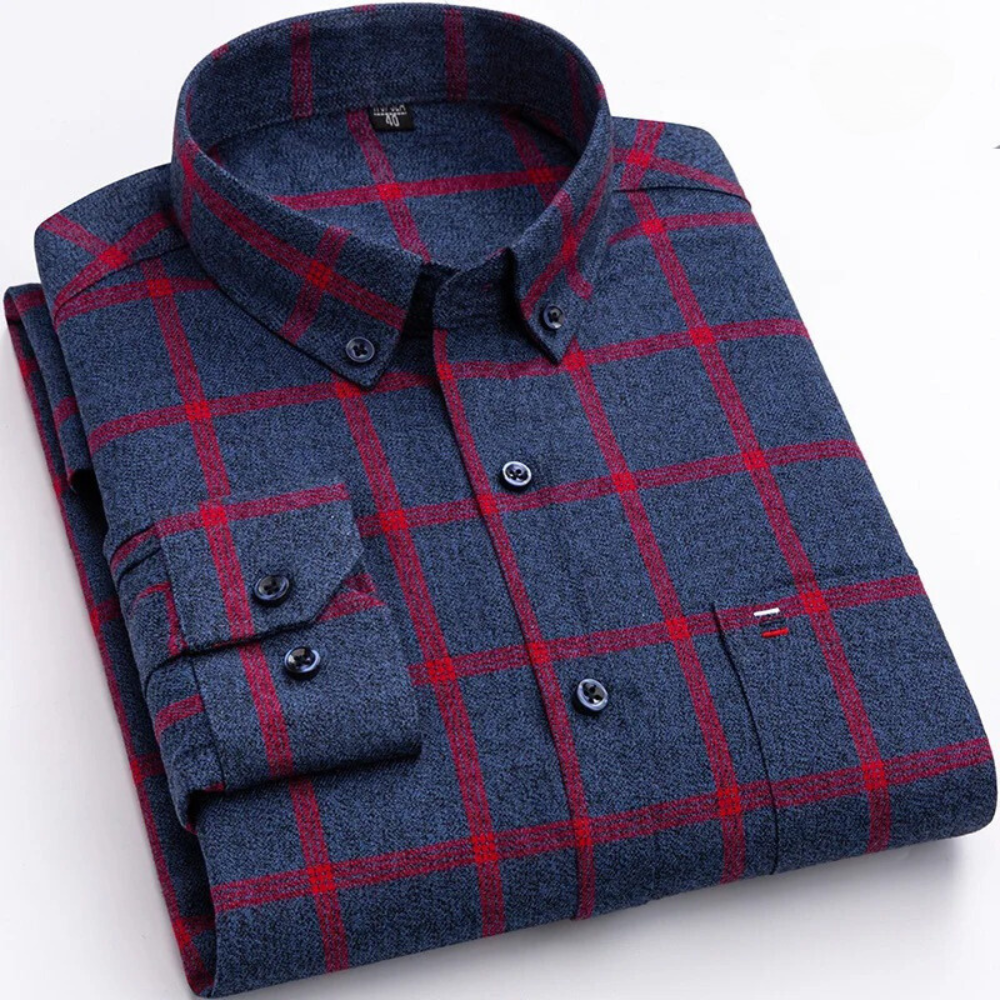 Camisa xadrez masculina de flanela, ideal para o frio. Conforto e estilo para outono-inverno.