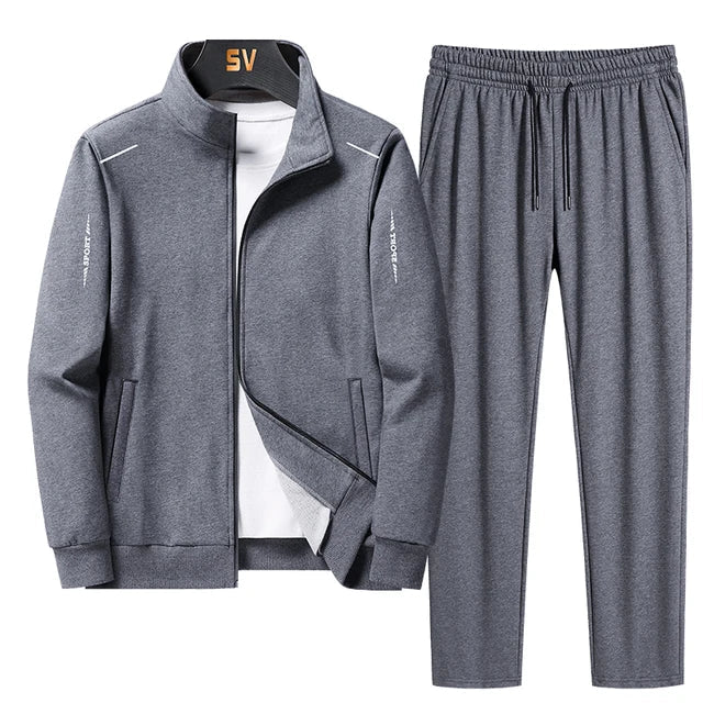 Conjunto casual masculino de duas peças, ideal para lazer e conforto. Roupa esportiva transpirável para homem.