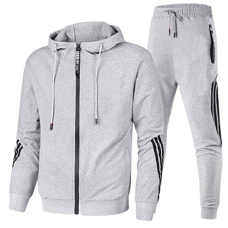 Conjunto masculino casual de duas peças para treino. Roupa masculina com estilo e conforto para o dia a dia e fitness.