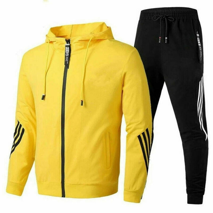 Conjunto masculino versátil de duas peças, ideal para treino e lazer no inverno. Roupa confortável.