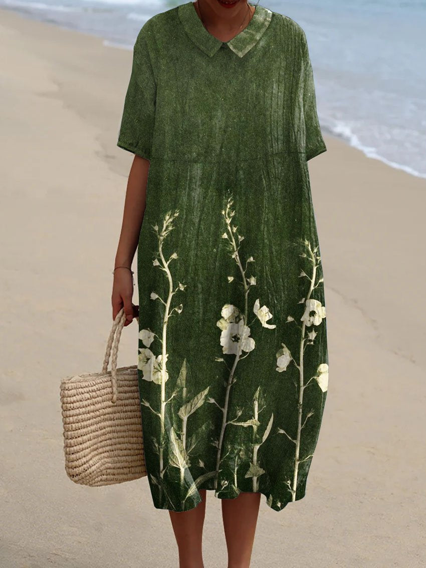 Vestido feminino envolvente com estampa floral vibrante, moda casual elegante para o verão.