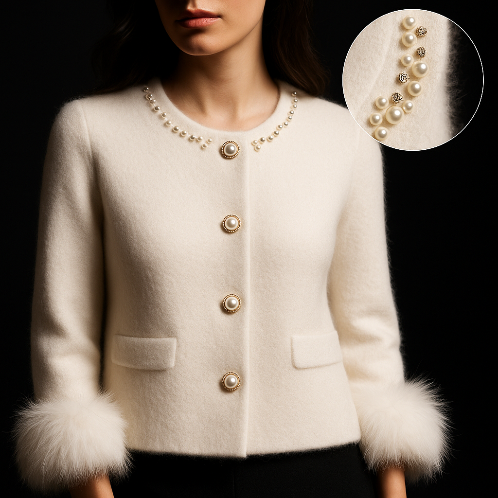 Detalhes elegantes em cardigã feminino aconchegante. Suéter casual de inverno para um look estiloso.