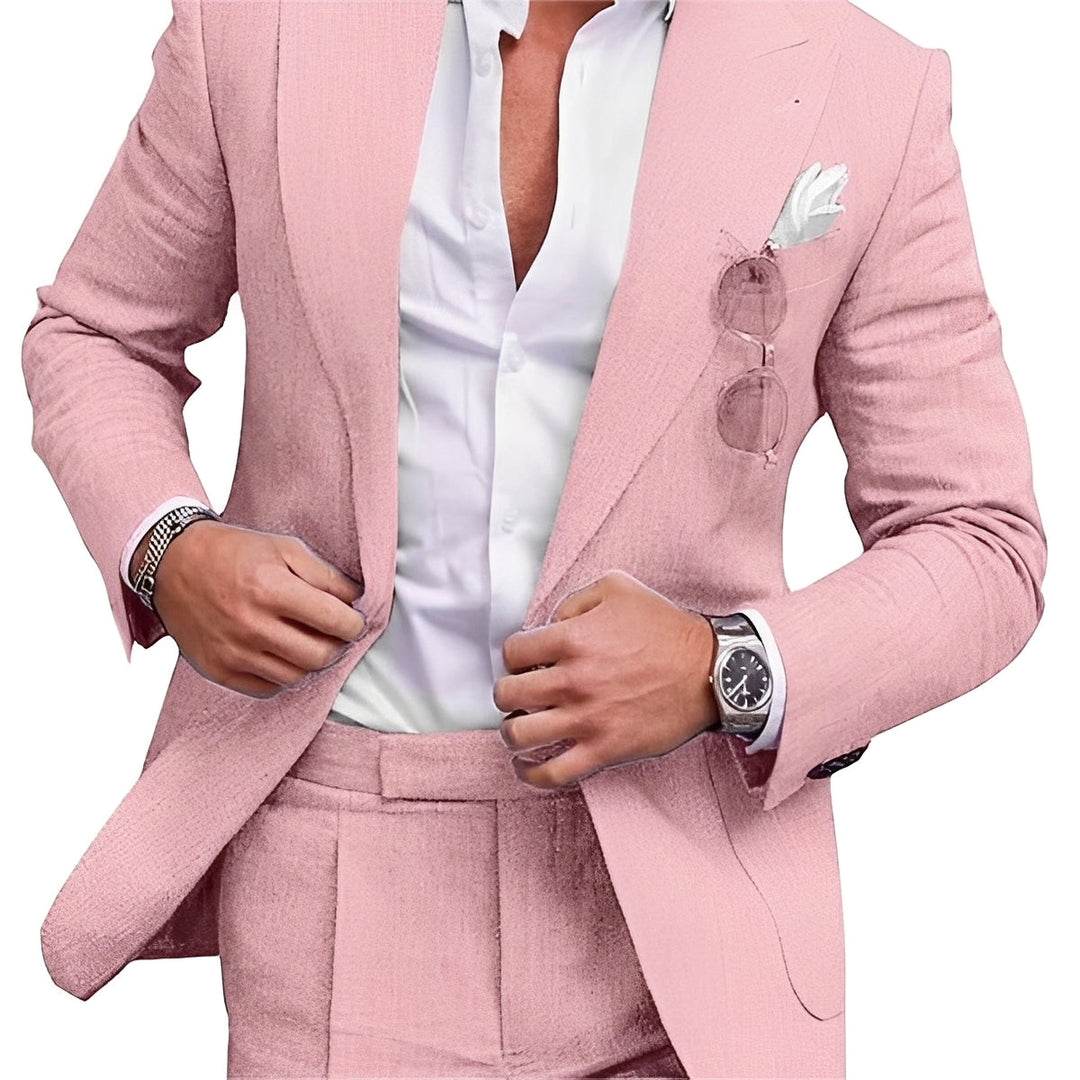 Conjunto masculino formal, blazer e calça para eventos, festas e ocasiões sociais.