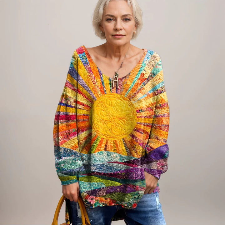 Top feminino de malha multicor, confortável e versátil. Blusa casual ideal para a moda primavera com estilo.