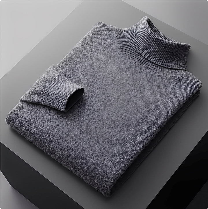 Suéter masculino de gola alta, peça-chave para o inverno, garante conforto e elegância.