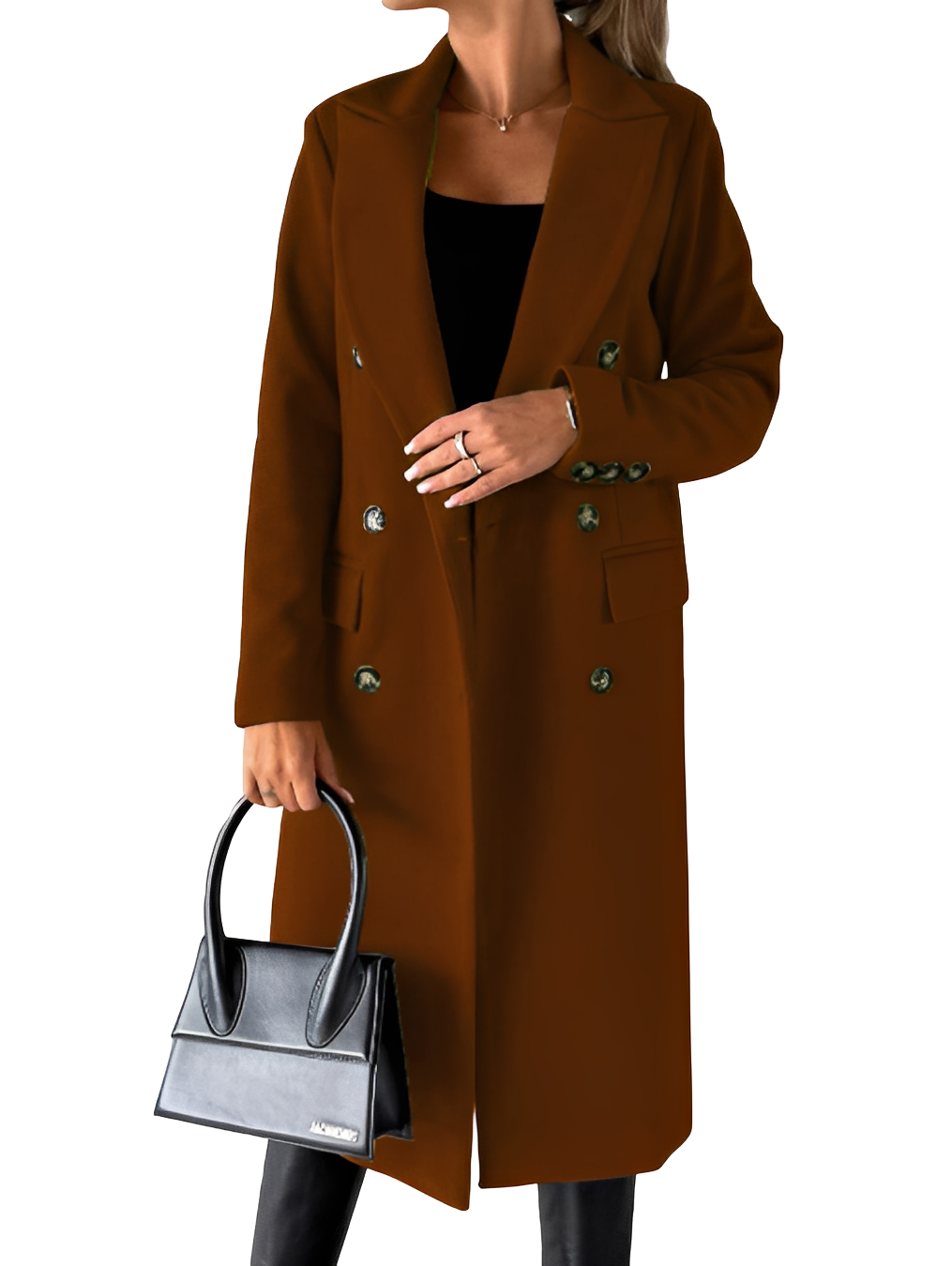 Trench coat feminino clássico, casaco formal elegante para moda outono/inverno, vestuário versátil.