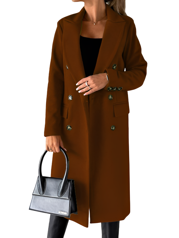 Trench coat feminino clássico, casaco formal elegante para moda outono/inverno, vestuário versátil.