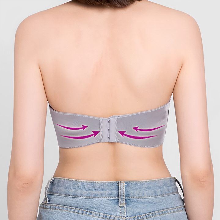 Sutiã feminino push-up sem alças, lingerie elegante para um visual impecável em eventos e no dia a dia.