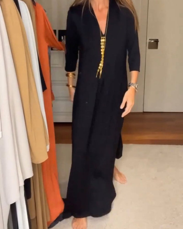 Vestido feminino casual de verão, leve e confortável, perfeito para dias quentes e passeios na praia.