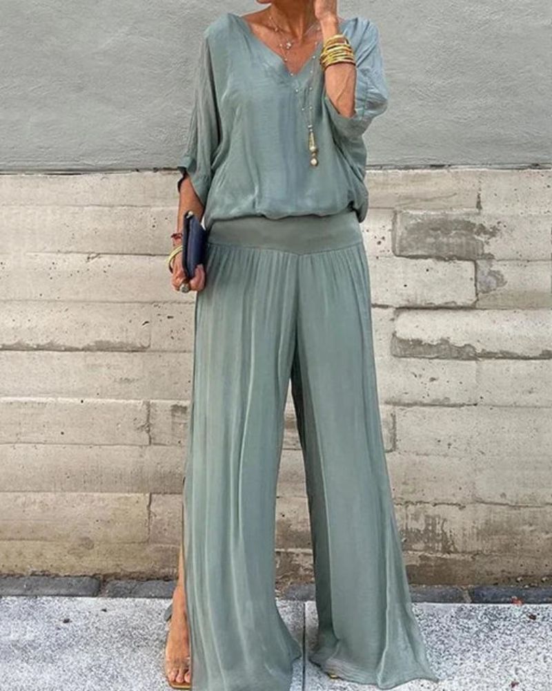 Conjunto feminino fluido e elegante para o dia a dia. Estilo casual chic, versátil e confortável para o verão.
