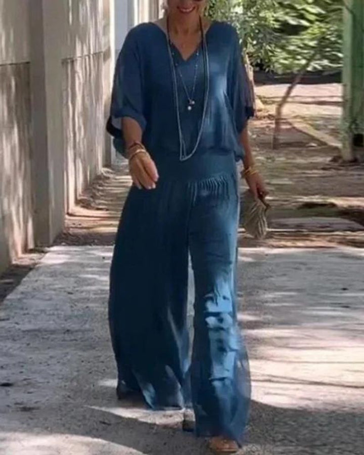 Look dia a dia moderno com jumpsuit feminino fluido. Combina estilo casual, elegância e conforto para o verão.