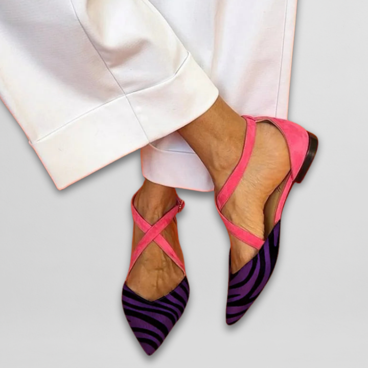Bailarinas femininas, sapatilhas confortáveis com estampa zebra e tiras. Perfeitas para o verão casual.